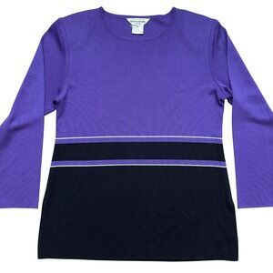 Exclusivly Misook PM Top Long Sleeve Pullover Tunic Side Slits Career Office